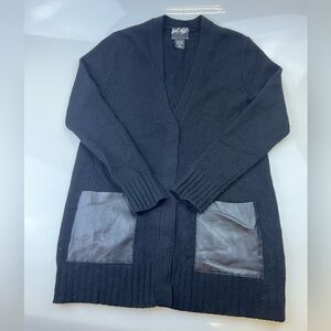 Lord & Taylor Black 100% Cashmere Open Cardigan N234-22